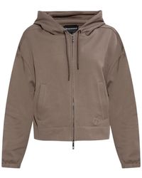 Emporio Armani - Logo-Embroidered Zip-Up Hoodie - Lyst