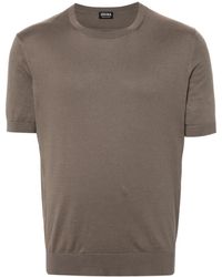 Zegna - T-shirt en coton à bords nervurés - Lyst