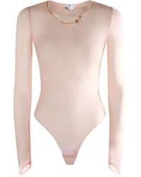 Elisabetta Franchi - Necklace-Embellished Sheer Bodysuit - Lyst