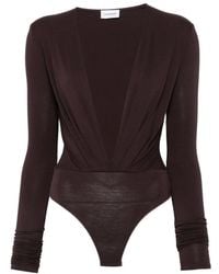 ANDAMANE - Plunging V-Neck Long-Sleeve Bodysuit - Lyst