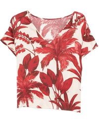 Clips - Palm-Tree-Print V-Neck Top - Lyst
