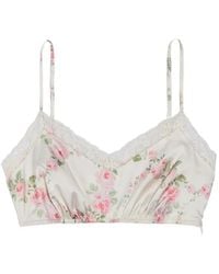 Simone Rocha - Floral-Print Lace-Trim Bralette - Lyst