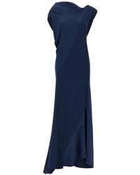 Alberta Ferretti - Asymmetrical Draped Midi Dress - Lyst
