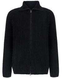 Tagliatore - Ribbed-Knit Zip-Up Cardigan - Lyst