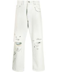 Golden Goose - Distressed-effect Text-print Straight-leg Jeans - Lyst