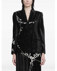 YA YI - Bodhi Floral-Embroidered Velvet Blazer - Lyst