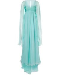 Alberta Ferretti - Cape-Detail Silk Maxi Dress - Lyst