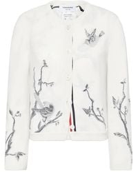 Thom Browne - Scenic Birds Intarsia Cashmere Cardigan - Lyst