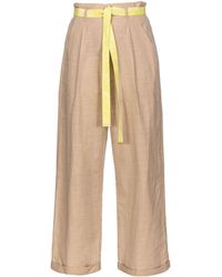 Pinko - High-waisted Belted Wide-leg Trousers - Lyst