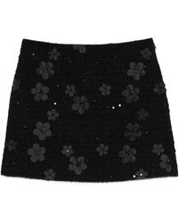 Twinset - Flower-Embellished Bouclé Mini Skirt - Lyst