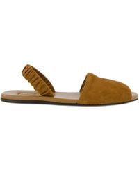 Miu Miu - Ruches Suède Sandalen Met Elastisch Bandje - Lyst
