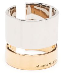 Alexander McQueen Dubbele Zilveren En Goudkleurige Ring - Naturel