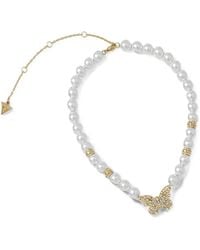 Guess - Collier À Pendentif Papillon Et Perles Artificielles - Lyst