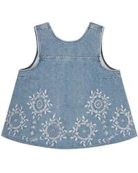 Ganni - Open-Back Denim Top - Lyst