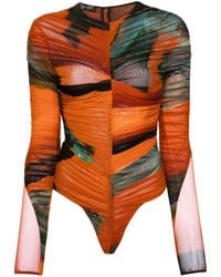 Mugler - Archive-Print Mesh Bodysuit - Lyst