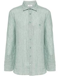 Etro - Pegaso-Embroidered Linen Shirt - Lyst