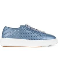 Santoni - Perforated-Detail Low-Top Sneakers - Lyst