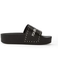 KARL LAGERFELD - Studded Logo-Print Slides - Lyst