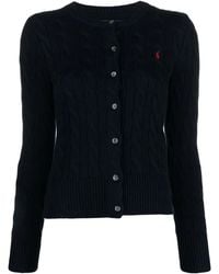 Polo Ralph Lauren - Cable-Knit Brand-Embroidered Cotton Cardigan - Lyst