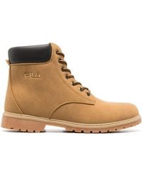 Fila - Embroidered-Logo Lace-Up Ankle Boots - Lyst