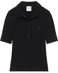 Courreges - Classic Ribbed Knit Short Sleeved Polo - Lyst