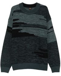 BOSS - Intarsia-Knit Crew-Neck Sweater - Lyst
