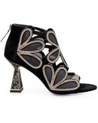 Kat Maconie - Crystal-Embellished Floral-Patch Sandals - Lyst