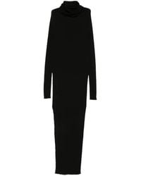 Rick Owens - Robe Longue En Maille Nervurée Et Fente Latérale - Lyst