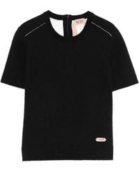 N°21 - Round-Neck Short-Sleeve Sweater - Lyst