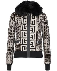 Balmain - モノグラム エコファーカラー ジャケット - Lyst