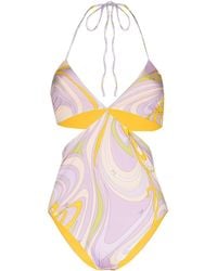 Emilio Pucci - Onde Print Cut-out Swimsuit - Lyst