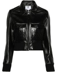 Marine Serre - Embossed-Logo Leather Jacket - Lyst