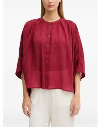 Sisley - Gathered-Detail Button-Up Blouse - Lyst