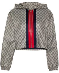 Gucci - Gg-Logo Zip-Up Cropped Jacket - Lyst