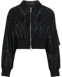 Fendi - Ff-Jacquard Padded Cropped Jacket - Lyst