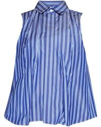 Sacai - Sleeveless Striped Cotton Shirt - Lyst