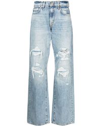 7 For All Mankind - Jean droit à taille haute - Lyst