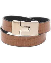 Tom Ford - Lizard-Effect Wrap Bracelet - Lyst