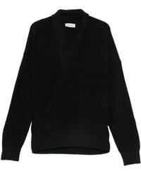 Laneus - Ribbed Wrap-Front Sweater - Lyst