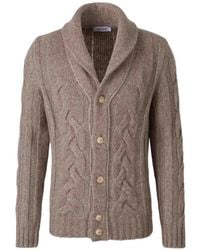 Gran Sasso - Cable-Knit Shawl-Collar Cardigan - Lyst