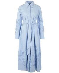 Marc Cain - Midi-Jurk Met Ruches En Strepen - Lyst