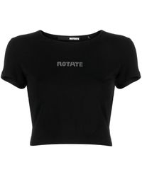 ROTATE BIRGER CHRISTENSEN - Crystal-embellished Cropped T-shirt - Lyst