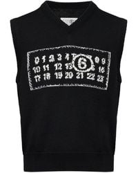 MM6 by Maison Margiela - Wool-Blend Numeric Knitted Vest - Lyst