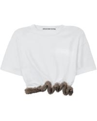 Alexander Wang - Short-Sleeve T-Shirt W/ Faux-Fur Trim - Lyst