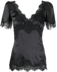Dolce & Gabbana - Satin Top With Lace Details - Lyst