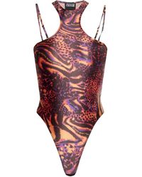 Versace Jeans Couture - Animal-Print Bodysuit - Lyst