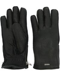 Zegna - Logo-lettering Leather Gloves - Lyst