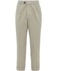 Brunello Cucinelli - Pressed-crease Cotton Trousers - Lyst