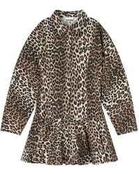 Ganni - Leopard Shirt Dress - Lyst