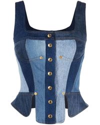 Marine Serre - Regenerated Denim Bustier Tops - Lyst